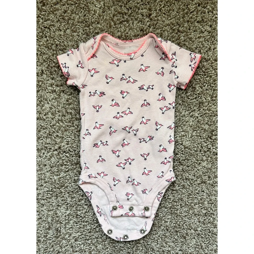 Carters Just One‎ You Baby Girls Short Sleeve Floral Hummingbird Bodysuit 3-Pack